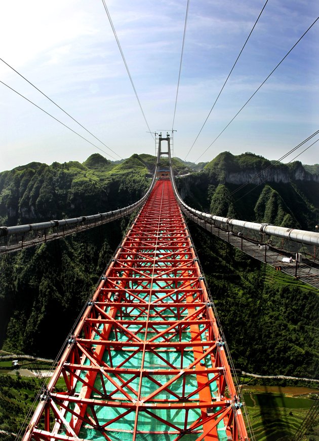 The Highest and Longest Valley Suspension Bridge in the world opens in China (Video)