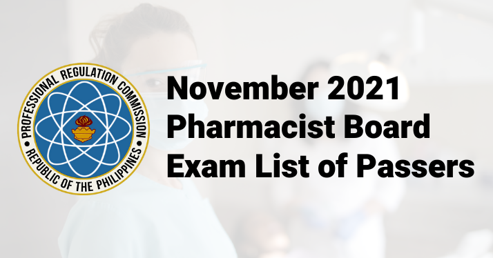 PRC RESULTS: November 2021 Pharmacist Board Exam Passers